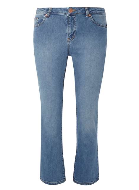 New Midwash Cropped Kick Flare Jeans
